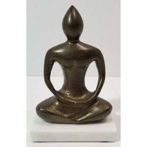 Bronze Yoga Figurine on Marble Pedestal OR Buddha Figurine on Marble Pedestal